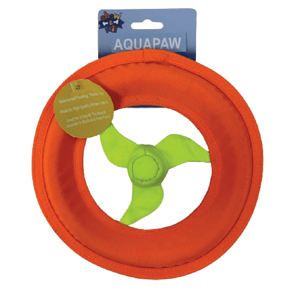 The Show and Tail, Float and Fetch Fun Waterproof Nylon Pet Throw Toy - AquaPaw, 8.5 Inch Size, Orange
