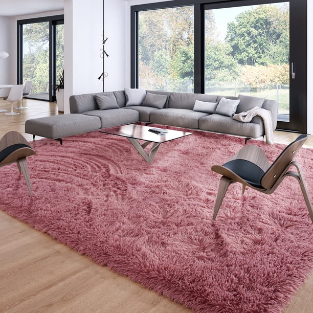 Alfombra Merelax Large Shaggy de 182 x 274 cm, antideslizante, de felpa, rubor