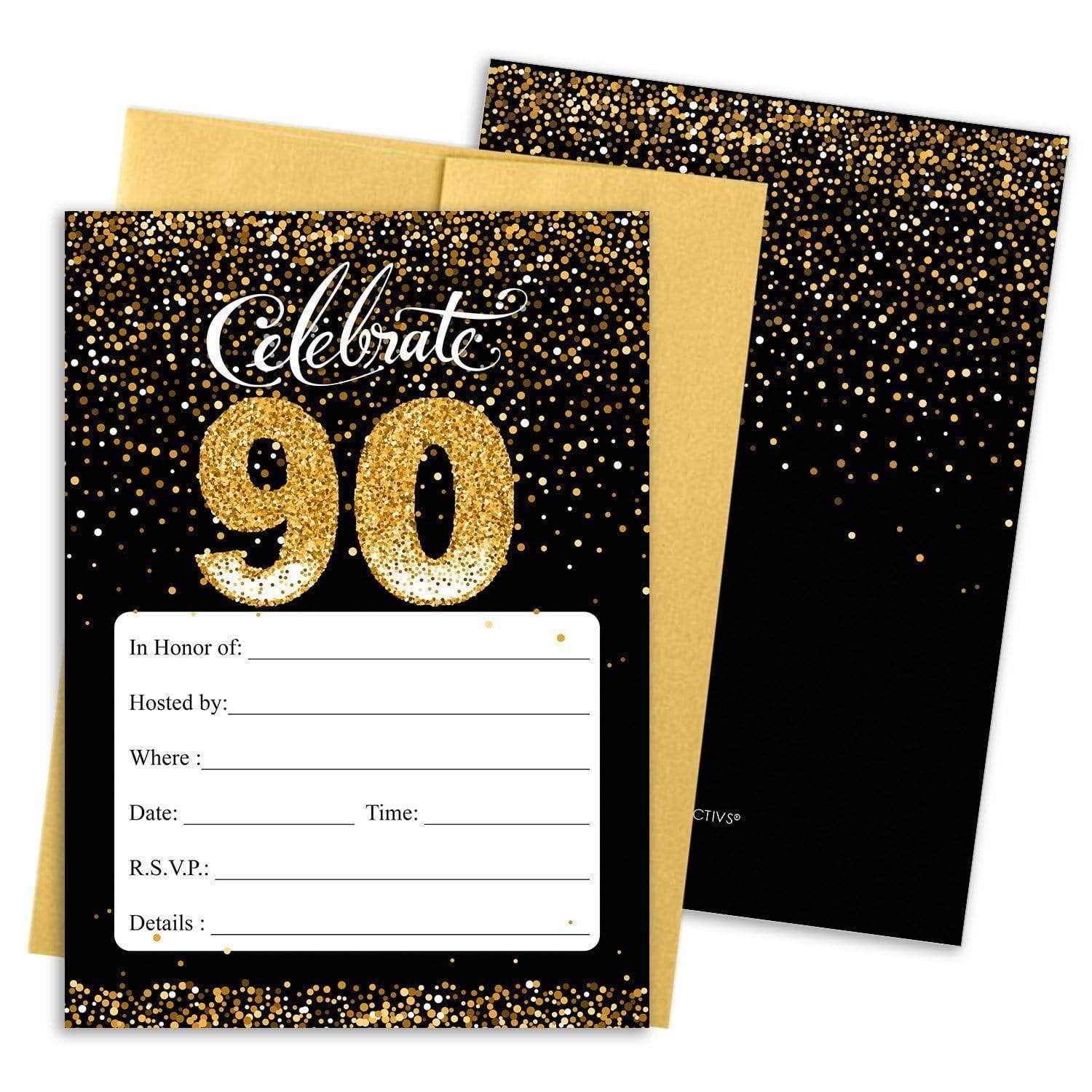 Black Gold Birthday Invitations