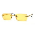 thumbnail image 1 of Art Nouveau Luxury 90s Rimless OG Narrow Rectangle Sunglasses Gold Solid Orange, 1 of 4