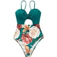 thumbnail image 2 of Femmes Floral V Cou Découpe Bretelles Réglables une Pièce Maillot de Bain, 2 of 5
