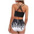 thumbnail image 4 of WREESH Women Black Print Swimsuit Bikini Set Two Piece Suit, 4 of 8