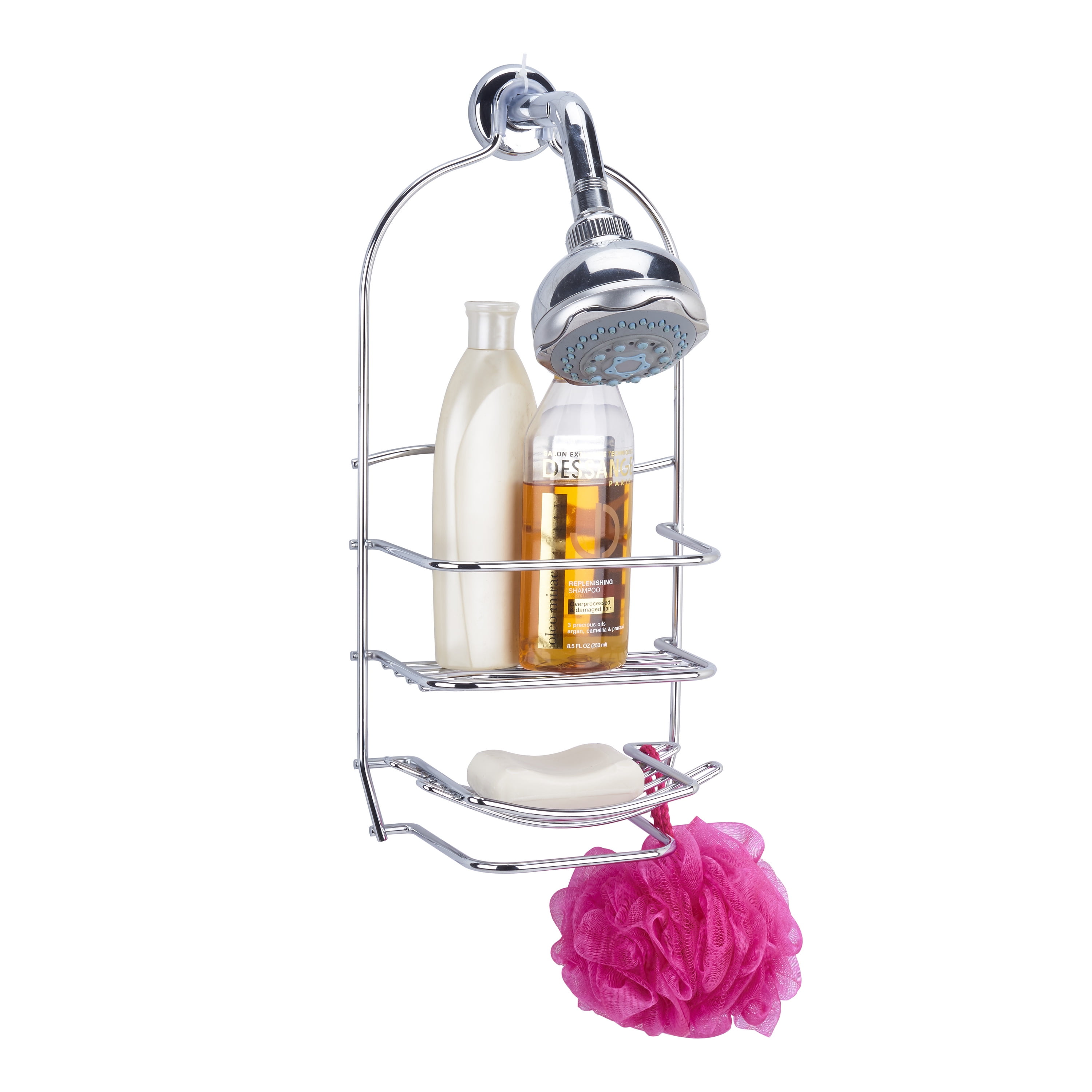 Bath Bliss Curve Design Metal Shower Caddy, Chrome