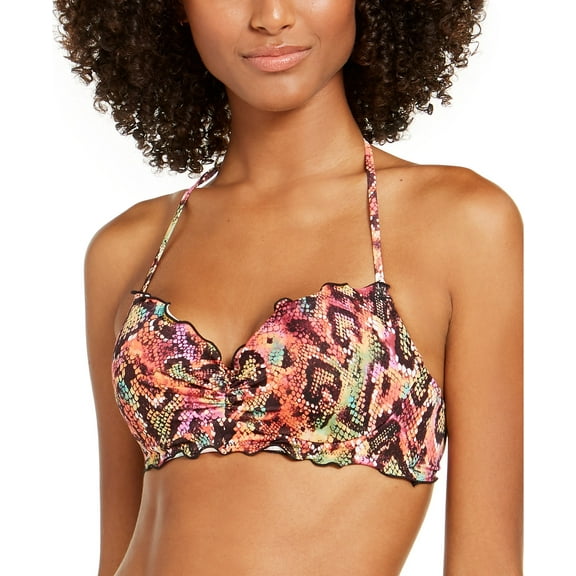 Sundazed PYTHON MULTI Reptilia Printed Nixie Halter Bikini Top, US 32DD, UK 32DD