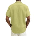 thumbnail image 4 of GrmtClth Men's Shirts Casual Linen Top Fashion Short-Sleeved T-Shirts Dressy Button Down Outfit Collared Yellow M, 4 of 4