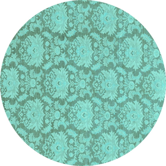 Ahgly Company Indoor Round Abstract Light Blue Modern Area Rugs, 4' Round