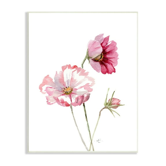 Stupell Industries Pink Cosmo Florals Spring Bloom Floral Watercolor Botanical & Floral Painting Unframed Art Print Wall Art, 10 x 15