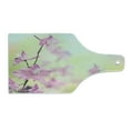thumbnail image 2 of Floral Cutting Board, Larkspur Petals with Bokeh Backdrop Summer Season Botany Bouquet Image, Tempered Glass Cutting and Serving Board, Wine Bottle Shape, Pale Green Pale Pink, by Ambesonne, 2 of 5