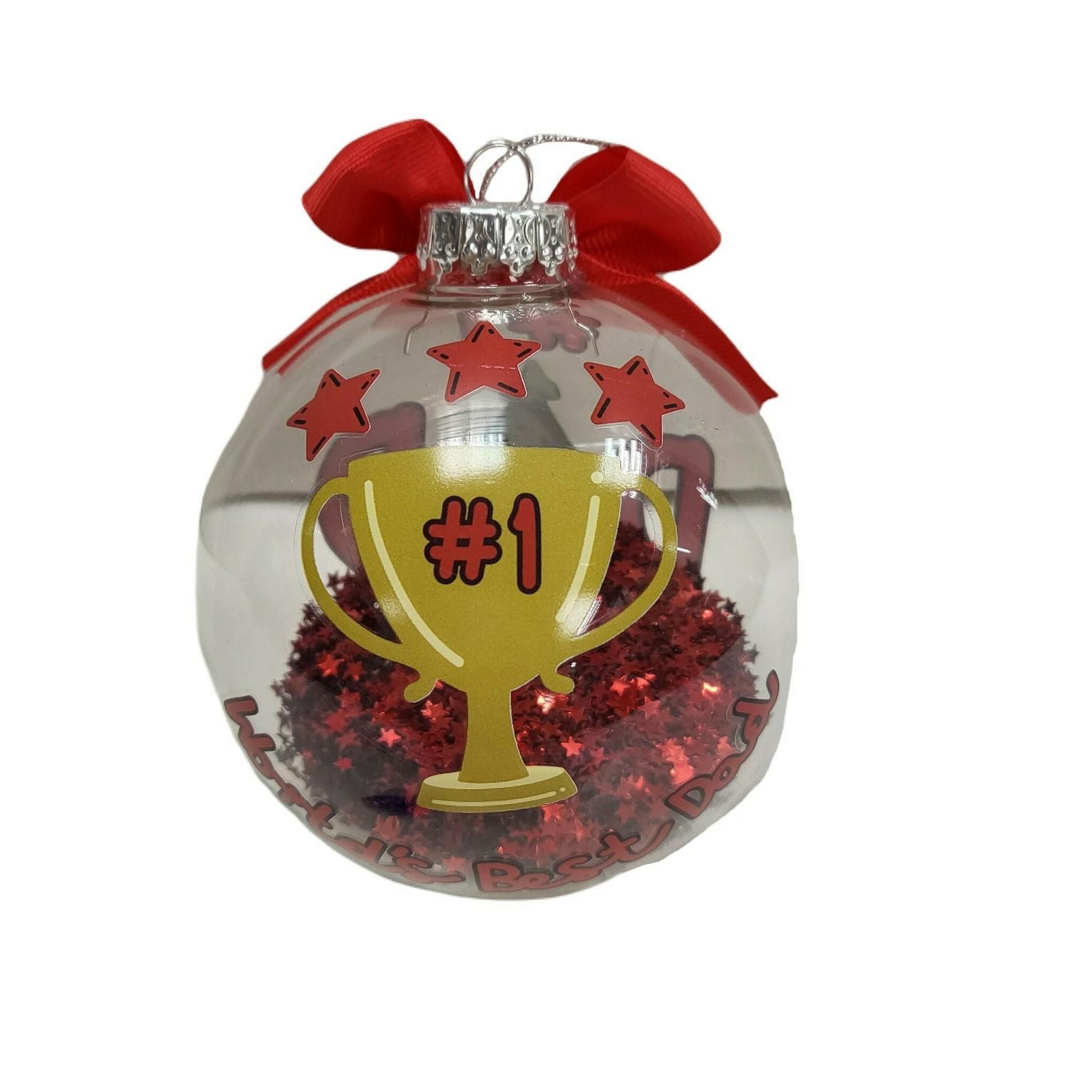 « #1 Papa » Ornement de Noël à collectionner, 4 po, Temps des Fêtes « #1 Papa » Ornement de verre à collectionner