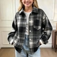 thumbnail image 2 of BLVB Kids Toddler Little Boys Girls Baby Long Sleeve Button down Plaid Shirt Lapel Shacket Jackets Fall Outfits(Multicolor AA1,1-2Years), 2 of 6