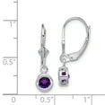 thumbnail image 2 of Primal Silver Sterling Silver Rhodium 5mm Round 0.80ct Amethyst Leverback Earrings, 2 of 4