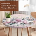 thumbnail image 5 of Ombre Pink Rose Butterfly Round Fitted Table Cover Vintage Flowers Waterproof Table Cloth with Elastic Edge Wipeable Tablecloth for Picnic Camping Party Fits 36"-44" Diameter, 5 of 8