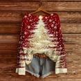 thumbnail image 2 of successthop Womens Christmas Ugly Sweater Light Tree Knit Long Sleeve Crewneck Fall Winter Pullover Knitwear Print Tops, 2 of 5