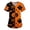 Orange(Halloween Pumpkin), variant on Halloween Womens Scrubs Tops V Neck Plus Size Scrubs Tops Halloween Pumpkin Nurse Scrubs Stretchy Summer Holiday Short Sleeve Trendy Uniform Workwear With Pockets Orange M