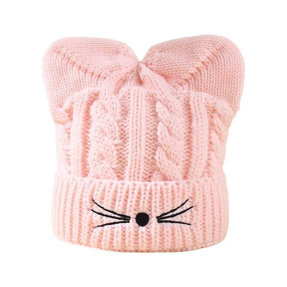 Gaexia Toddler Girl Winter Hat,Winter Cat Ears Knitted Hat For Kids Cozy Lined Cap Outdoor Warm Baby Toddler Children Cold Weather