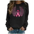 thumbnail image 3 of DDAPJ pyju Breast Cancer Awareness T-Shirts for Women Pink Ribbon Printed Long Sleeve Crewneck Sweatshirts Comfy Loose Crew Neck Faith Hope Tops Black XXL, 3 of 6