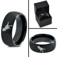 thumbnail image 4 of Tungsten Tyrannosaurus Rex Band Ring 8mm Men Women Comfort Fit Black Dome Brushed Polished, 4 of 4