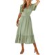 thumbnail image 2 of Lucakuins Mujeres Vestido Largo Maxi Moda Verano Casual Punto Suizo Con Cuello En V Volantes Manga Corta Vestido Dulce Vestido Lucakuins  moda, 2 of 9
