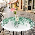 thumbnail image 3 of Green Eucalyptus Leaves Elastic Fitted Round Table Cover Watercolor Plant Waterproof Outdoor Tablecloth for Holiday Party, Picnic, Patio & Dining Fits Tables Up to 55"-60", 3 of 8