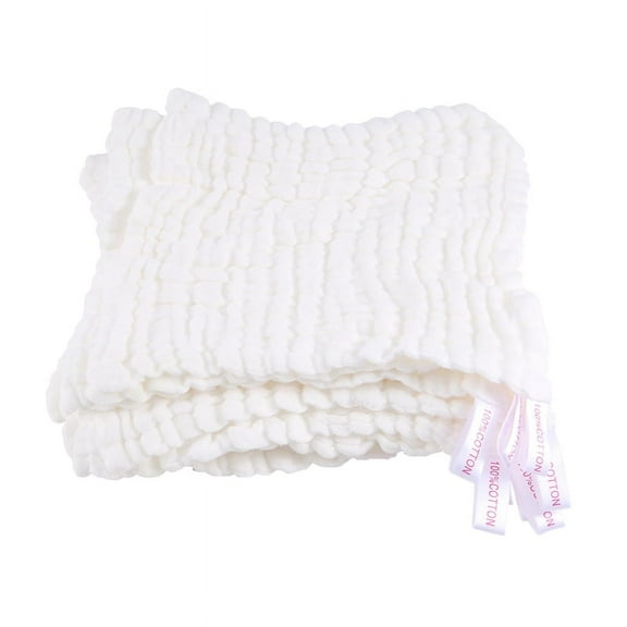 Baby Muslin Bath Towels, 10 Pack of Reusable Soft Absorbent Cotton Baby Face Towel, for Baby's Delicate Skin White