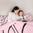 thumbnail image 4 of Homewish Abstract Lines Twin Comforter Sets,Minimalism Artwork Bedding Set,Black Pink,Pink Reversible,2 Pieces,1 Comforter and 1 Pillowcase, 4 of 7