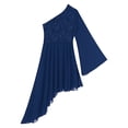 thumbnail image 7 of iiniim Women's Praise Dance Worship Tunic One Shoulder Flared Sleeve Asymmetrical Hem Dresses Navy Blue L, 7 of 7