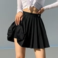 thumbnail image 4 of Ediodpoh Womens Skirts Women's Solid Color Letters Embroidered Pleated Half Skirt Black S, 4 of 4