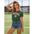 thumbnail image 3 of Women's Mexico Soccer Fan T-Shirt, Patriotic Green Red Heart Flag Graphic V-Neck Ringer Tee, 2026 Game Day Soccer Tournament Supporter Top, 3 of 14