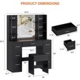 thumbnail image 2 of Vanity Desk with Lights, Makeup Vanity with Mirror and Chair, Power Outlet, Hair Dryer Rack, 7 Drawers, 3 Lighting Modes Brightness Adjustable Dressing Table for Bedroom, 2 of 7