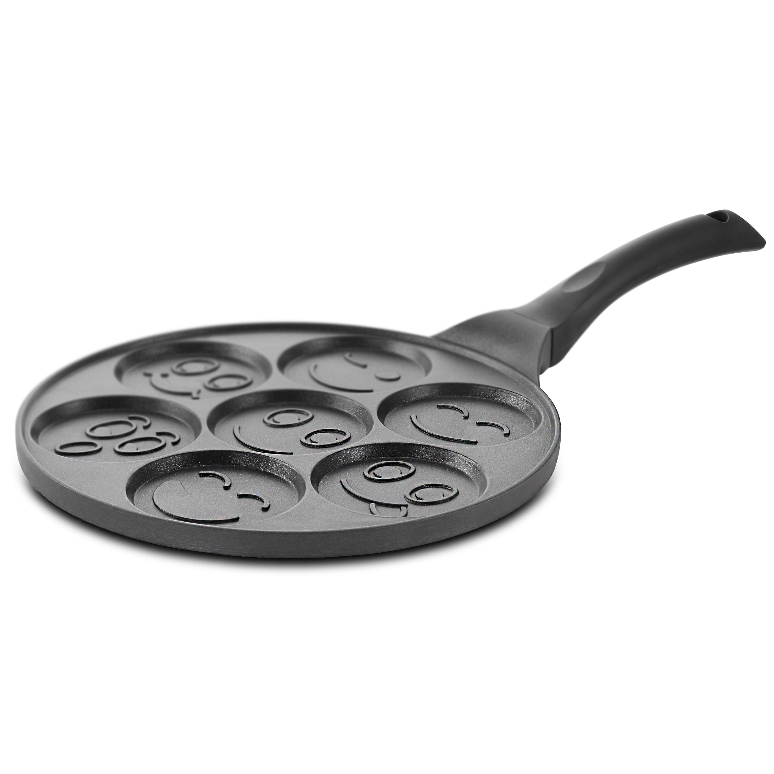 MegaChef Pancake Griddle Happy Face Emoji 10.5 Inch Aluminum Nonstick Pancake Maker Pan with Cool Touch Handle