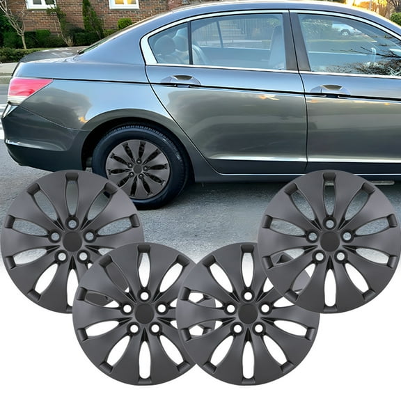 4PCS 16 inch Hubcaps for Honda Accord Sedan 2008-2012,Wheel Cover Replacement for Steel Wheels,Bolt-on Installation,Black Matte