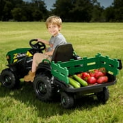 Hikiddo 24 Volt Ride on Toys, Kids Electric Ride On Tractor with Trailer - Green