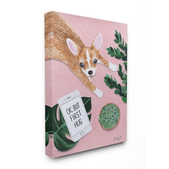 Stupell Home Décor Chihuahua Phone Text Funny Animal Dog Painting Canvas Wall Art by Sally B