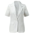 thumbnail image 5 of Womens Blazer Jackets Summer Short Sleeve Casual Solid Single Button Lapel Slim Suit Temperament Daliy Work Coats Tops, 5 of 6