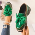 thumbnail image 4 of Army Green Women'S Casual Loafers Featuring A Bow Detail And Comfortable Thick Sole Lightweight For All-Day Use During Spring Summer, 4 of 9