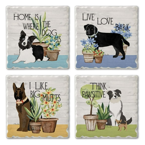 Thirstystone "Bark & Bone" 4-Pack Tumbled Tile Coasters