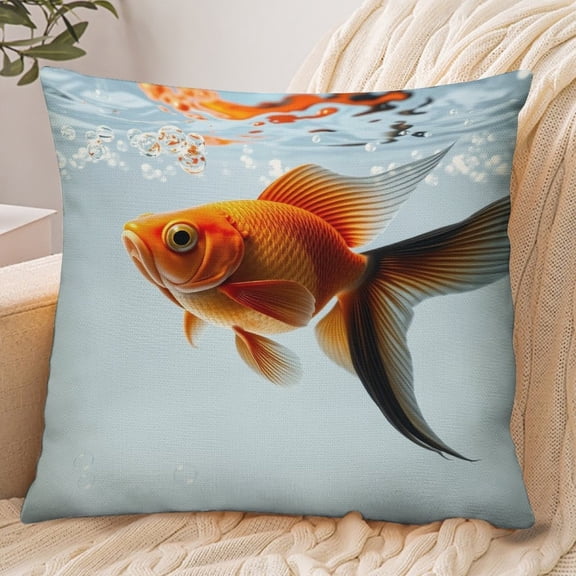 RKSupls 18x18 Inch Envelope Throw Pillow Cover, Goldfish Water Soft Polyester Modern Farmhouse Decorative Cushion Case for Home Bedroom Living Room