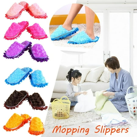 

MEGAWHEELS Autumn And Winter Thickened Warm Mopping Slippers Removable And Washable Dust Mop Slippers Shoe Covers