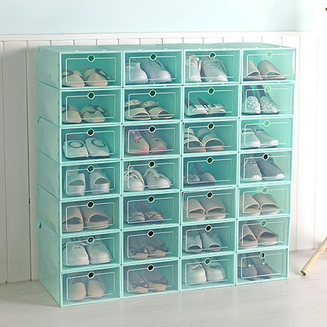 Contenant de Rangement Transparent Empilable Antipoussière à Rabat pour Chaussures Décoration Intérieure