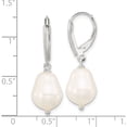 thumbnail image 4 of Sterling Silver Polished Teardrop Fwc Pearl Leverback Dangle Earrings (Width 10 To 11) (Length 32) - Jbsp, 4 of 5