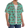 thumbnail image 2 of Honeii Cartoon Lobsters 4 for Men's Short-Sleeved Button-Up Collared Shirt Featuring A Pocket, Perfect for Beach Vacations, And Travel Adventures.-X-Large, 2 of 5