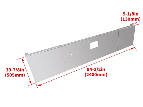KOJEM 20" Front Bumper Assembly Compatible with Peterbilt 357 378 379 Square Bumper W/Boxed Roll End, Mounting & Tow Holes Without Fog Light Holes Steel Chrome 3PCS