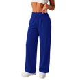 thumbnail image 2 of Women High Waist Wide Leg Casual Pants, JIANLAI Elastic Soft Knit Loose Trousers With Side Pockets For Yoga Travel Daily Streetwear, 2 of 5