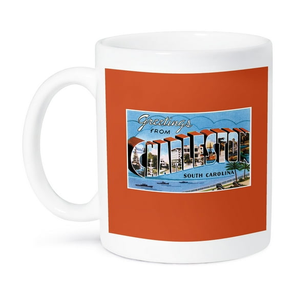 3dRose, Greetings from Charleston South Carolina Ocean Scene , 15oz Mug