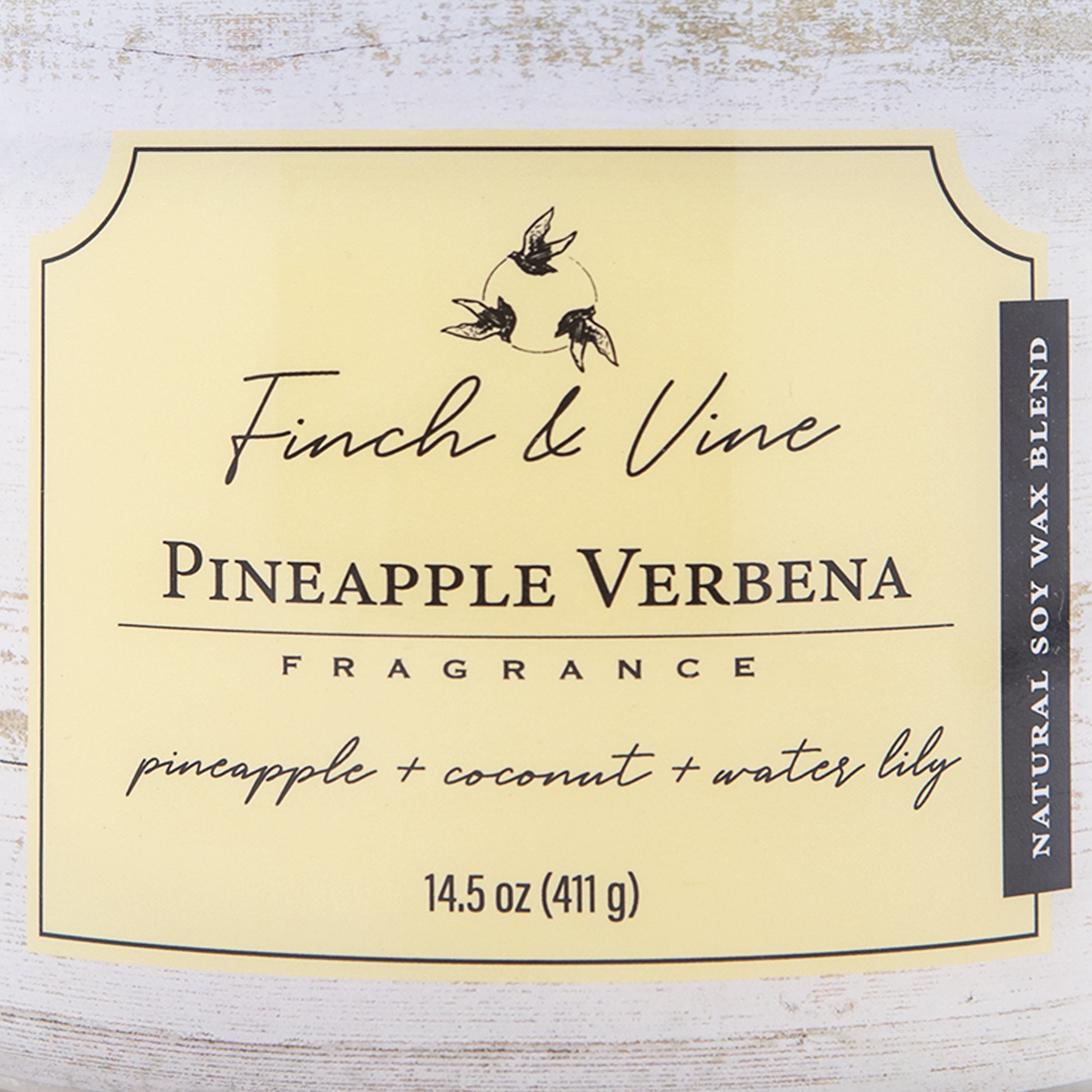 Carolina Candle Pineapple Verbena 14.5Oz, 3 Wick Candle, White