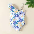 thumbnail image 4 of IVEYRTF Girls Printed One Piece Swimsuit Single Shoulder Sling with Ruffled Edges for Beach Vacation Summer Pool Parties Water Activities Cute Comfort Bathing Suit(Purple,6 Years), 4 of 8