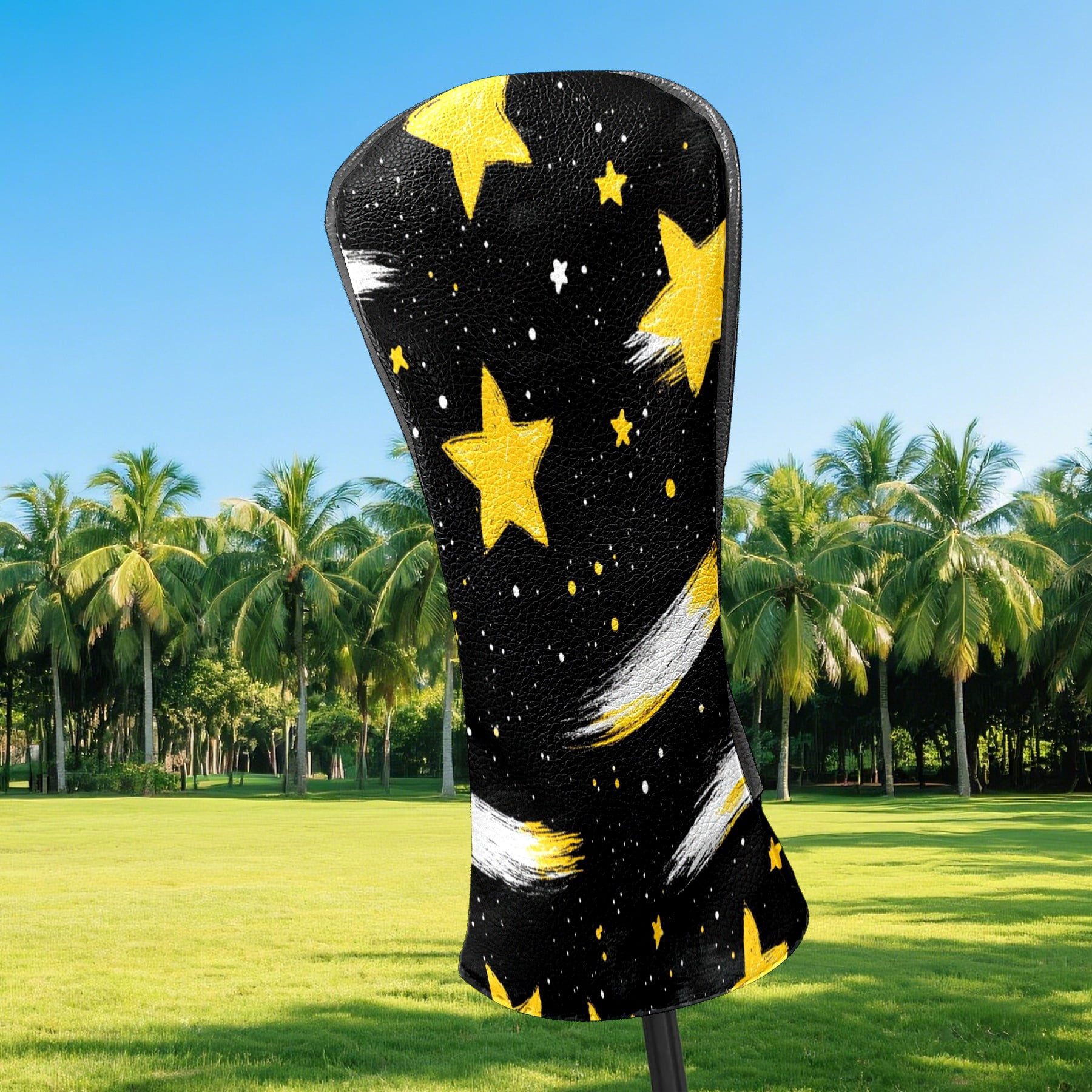 Golf Club Covers PU Leather Waterproof Head Covers for Fairway Woods Hybrids Golden Shooting Star