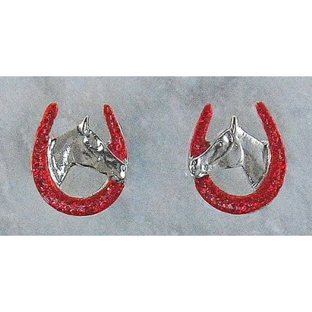 - Horse Head In Horseshoe Glitter Earrings