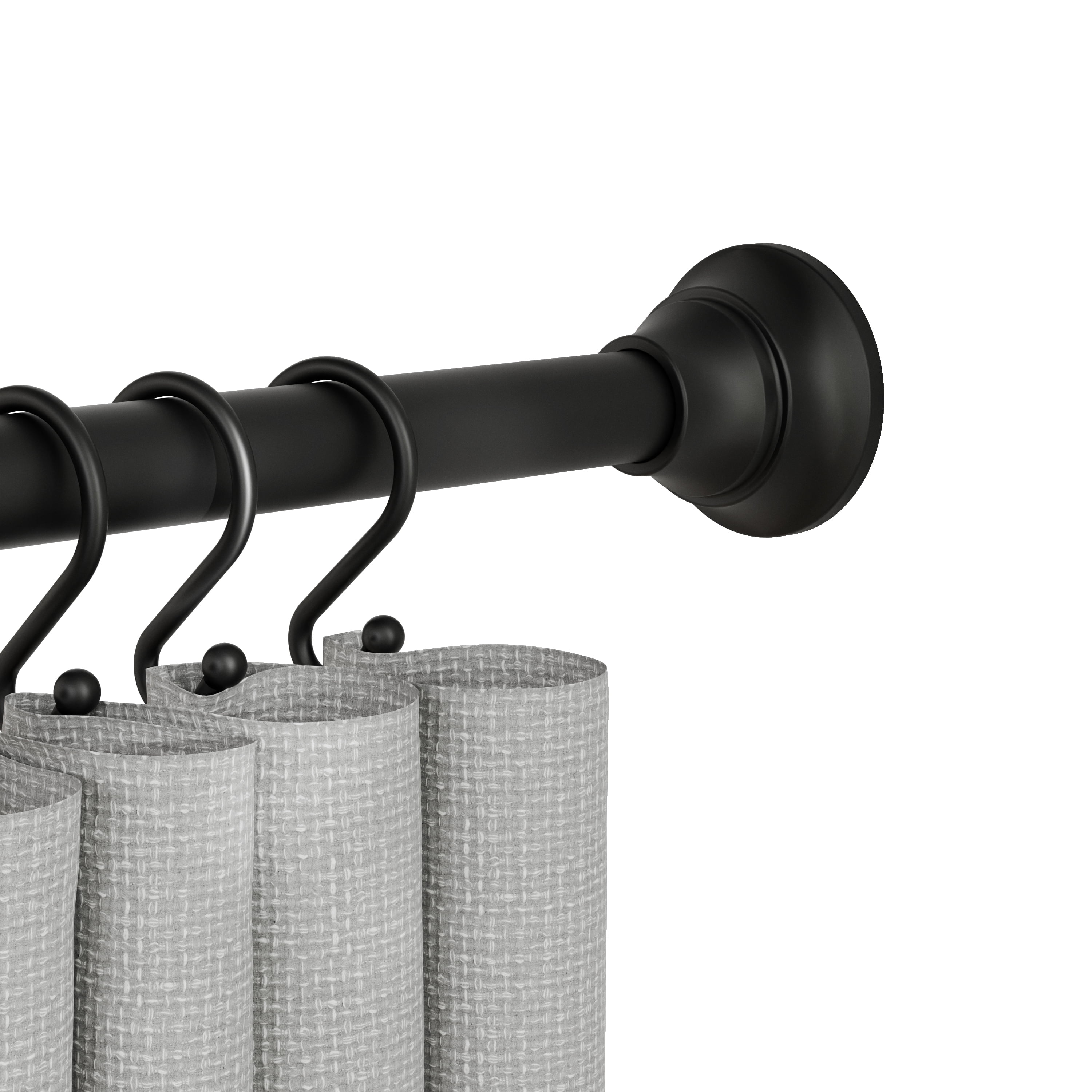 Better Homes & Gardens Wave Finial No Rust 43” to 72” Adjustable Tension Shower Curtain Rod, Black
