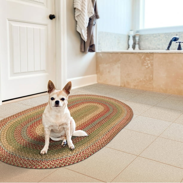 Homespice Azalea Jute 27"x45" Red Braided Rug, Oval Rug, Entryway Rug